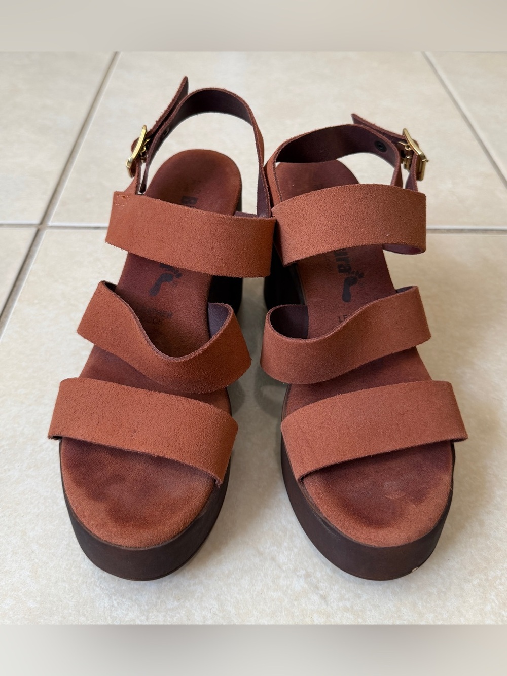 BioNatura Chunky Heels Leather Straps Made in Italy Size 6.5 (37)